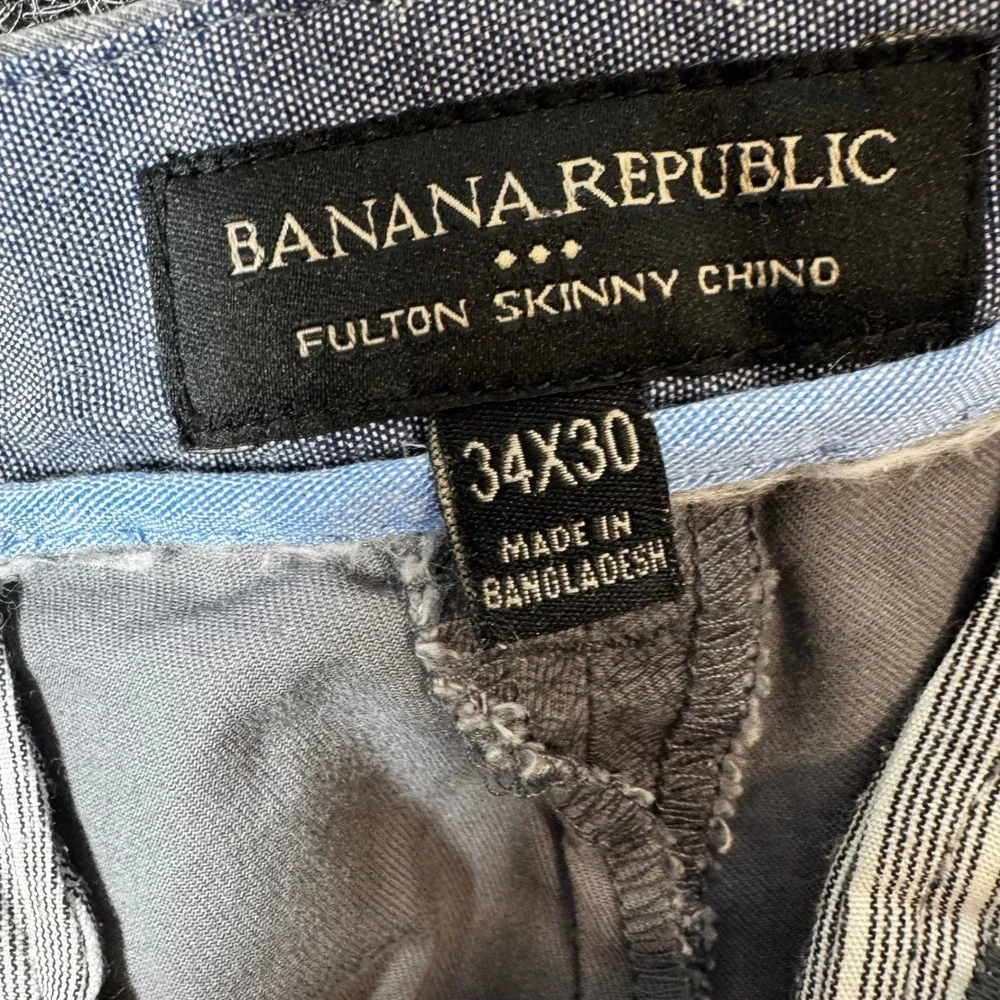 Banana Republic Fulton Skinny Chino Mens 34x30 Grey Geometric Print Pants